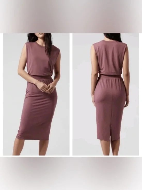 Athleta Sleeveless Mauve Midi Dress - Picture 1 of 9